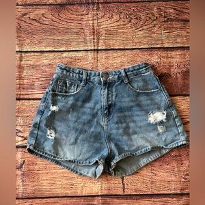 Zara Blue‎ Distressed Jean Shorts